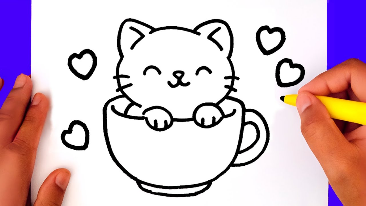 Cara menggambar anak kucing lucu di toples