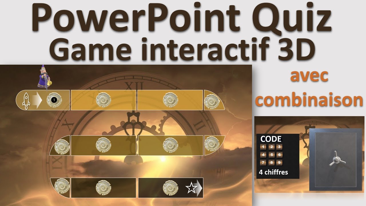 PowerPoint Quiz Game interactif 3D avec code à 4 chiffres