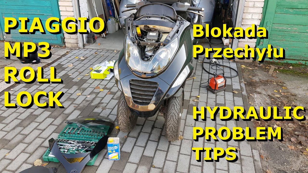PIAGGIO MP3 ROLL LOCK BLOKADA PRZECHYŁU - PROBLEM I NAPRAWA HYDRAULIKI. DZIAŁA ;) cdn..