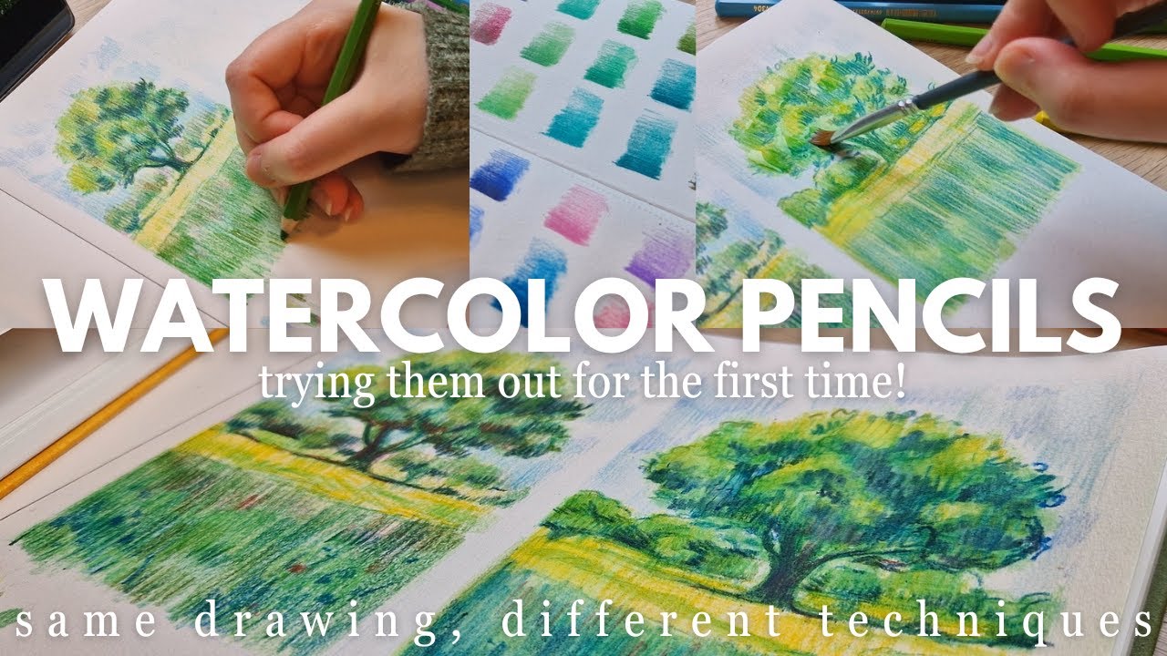 Trying out Arrtx Watercolor Pencils! 🌳✨ Drawing + Painting ASMR ⊹ ࣪ ˖