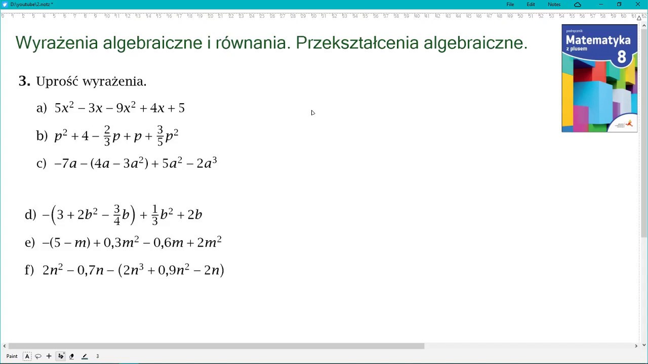 zad. 3 str. 47 WYRAŻENIA ALGEBRAICZNE I RÓWNANIA. Matematyka z plusem 8