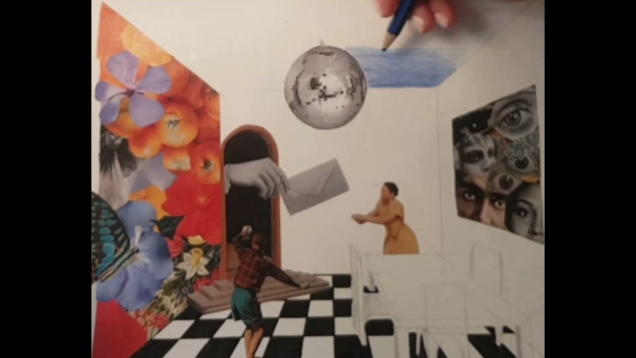 One Point Perspective Room, Surreal Collage Design