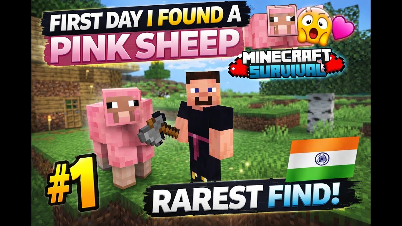 First Day I Found a Pink Sheep 🎀🐑🎀 | Minecraft Survival Episode 1 | Hindi