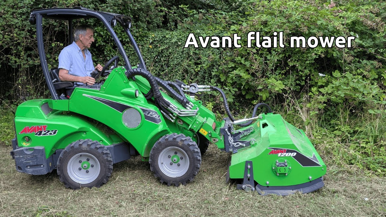 Avant 1200 flail mower demonstration using a Avant 423 loader