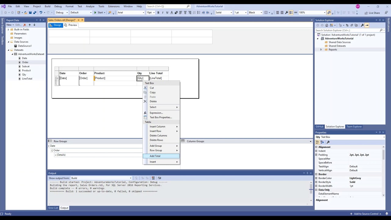 How to create Table Report SSRS - Visual Studio 2019