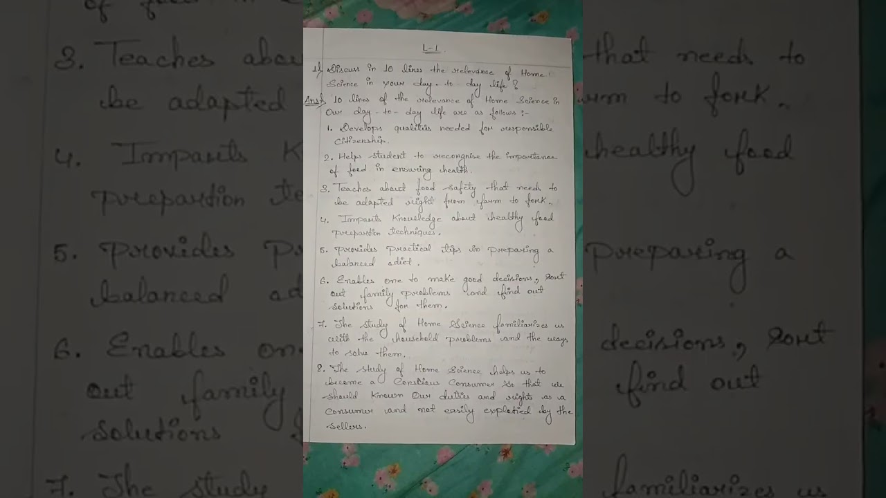 class 10 nios Home science chapter 1