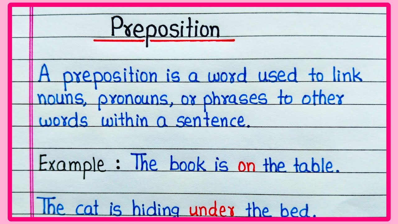 Preposition in English Grammar: Examples of Preposition, Definition of Preposition/Sentence example