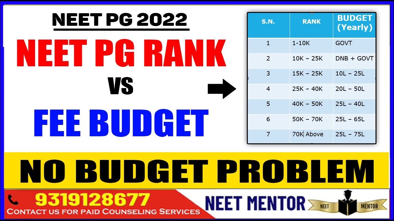 NEET PG 2022🔥 Rank vs Tuition Fee Budget 🔥 Smart/Expert Counselling 🔥How to save  budget NEET MENTOR