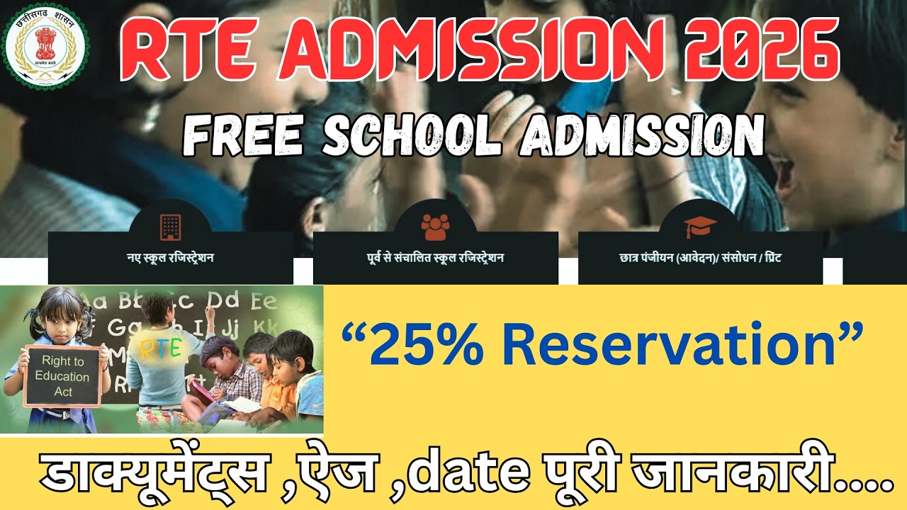 CG RTE Admission 2026-27 | आवेदन कैसे करें? Eligibility, Last Date, Documents