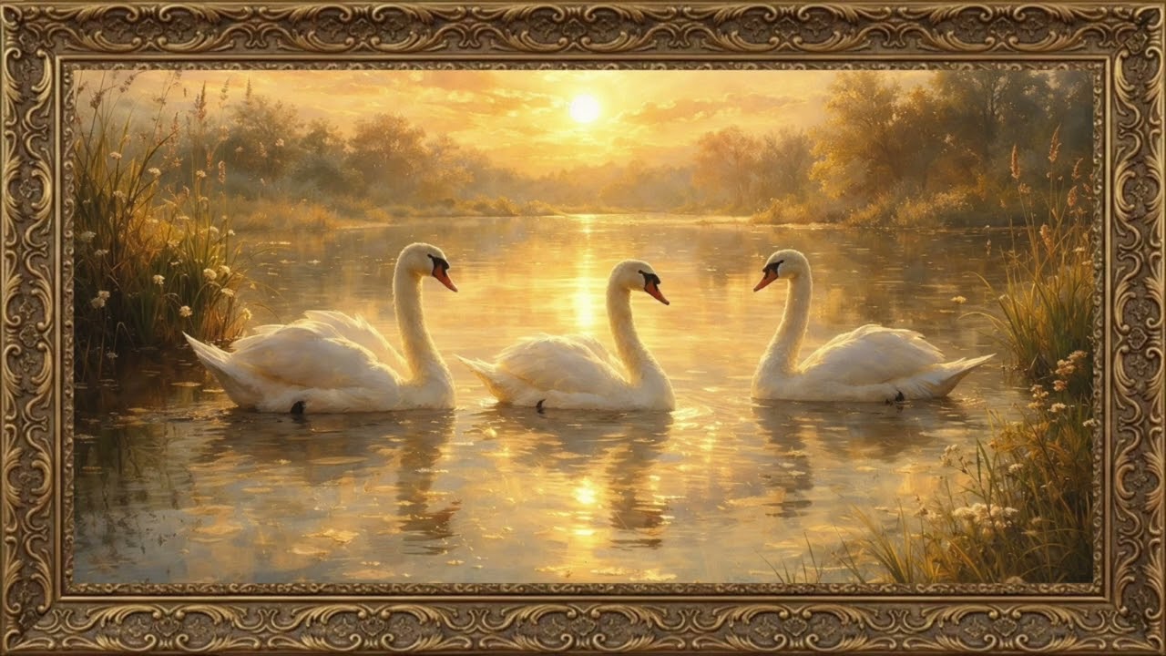 🦢🌸 Whimsical Spring Swans | Storybook Lake TV Screensaver (3 Hours) | Cozy Cottagecore Frame