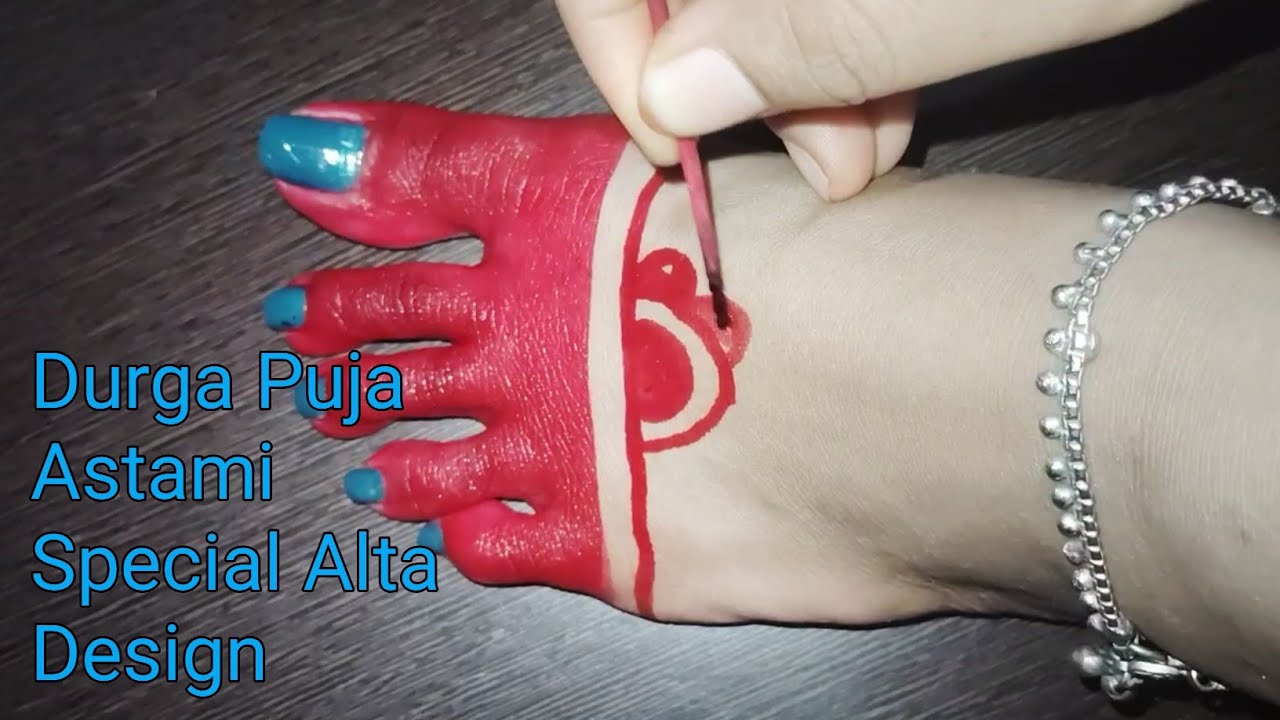 Beautiful Alta Design 2025 Durga Puja//Astami Special Alta Art//Mahavar Design/Feet Alta Art#video91