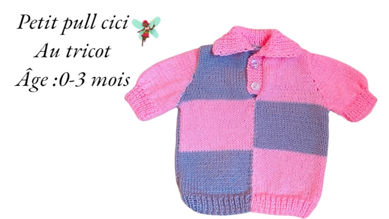 Pull bébé au tricot 0-3 mois