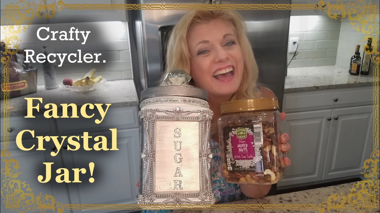 DIY kitchen canister/Glam/upcycled/ high end looking canister