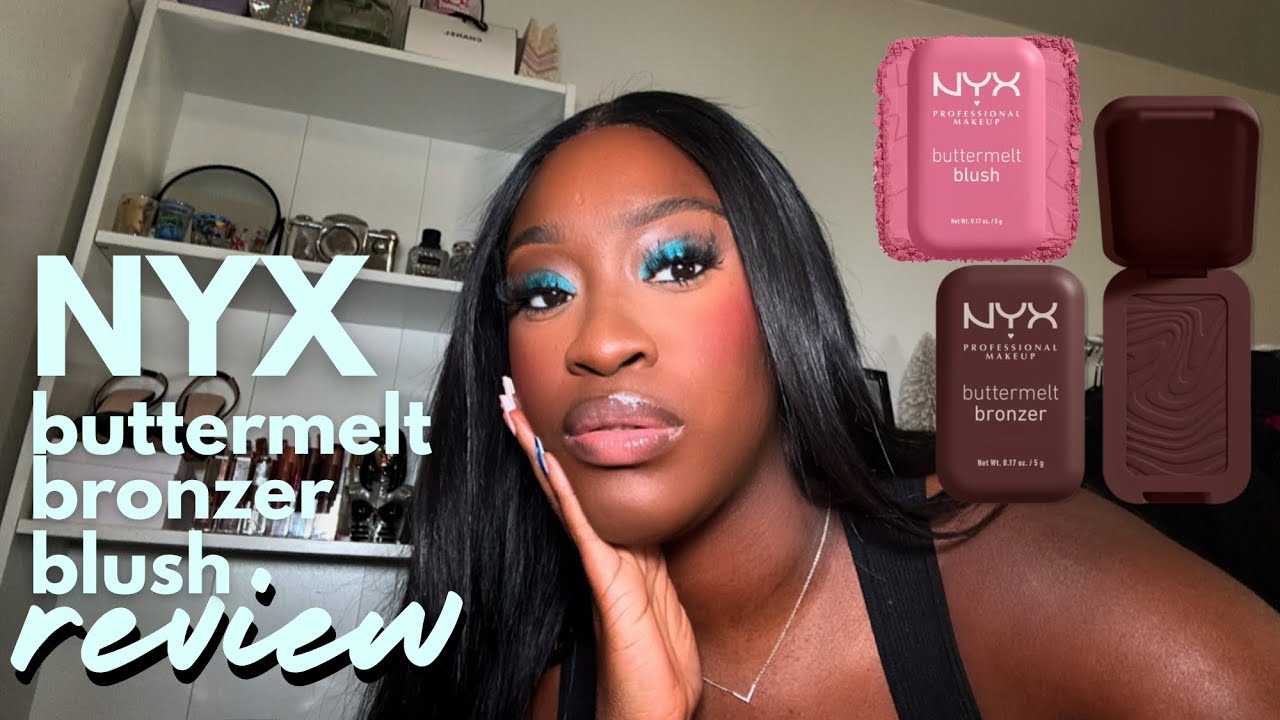 *NEW* NYX BUTTERMELT BRONZER + BLUSH REVIEW ON DARK SKIN | swatches, try on + first impression