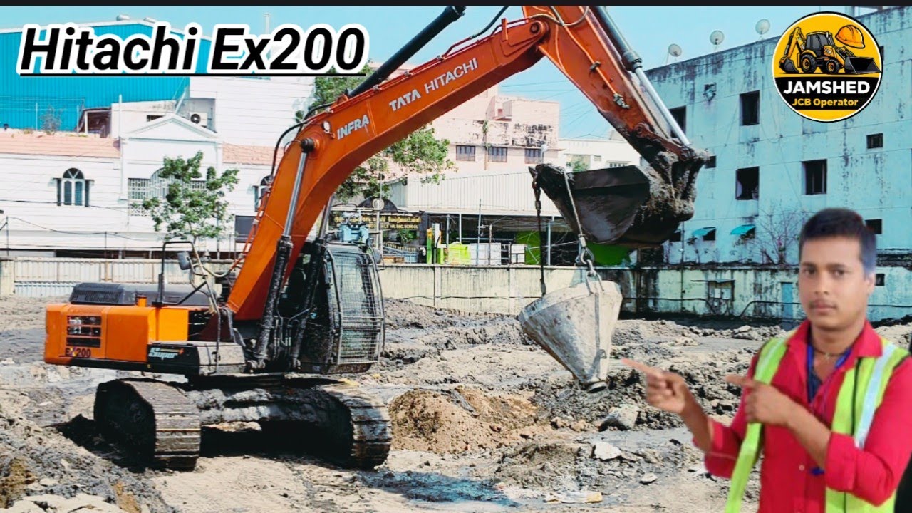 Hitachi Ex200 poklen# machine #jcboperator पोकलेन मशीन का जबरदस्त काम साइट पर✅🙆