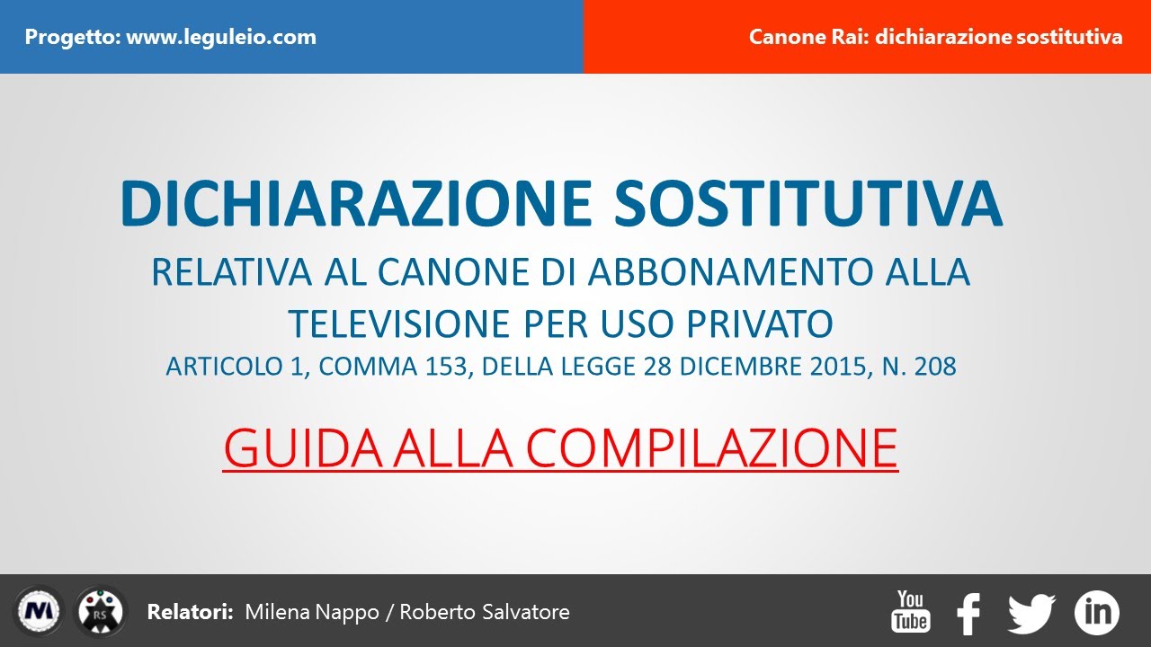 LEGULEIO.COM - Modulo dichiarazione sostitutiva per il Canone Rai