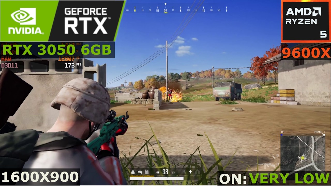 PUBG BATTLEGROUNDS | RTX 3050 6GB + AMD Ryzen 5 9600x | VERY LOW |