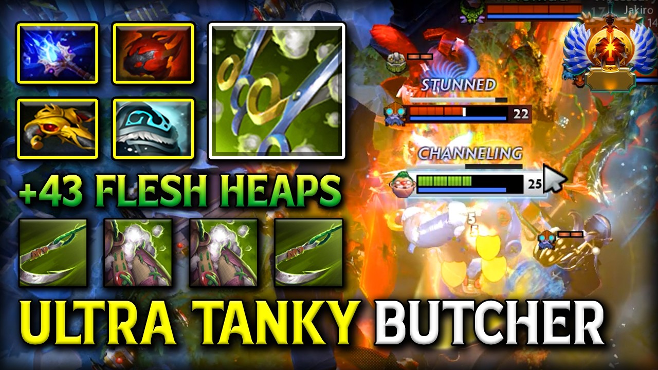 ULTRA TANKY MID Pudge With 43 Flesh Heaps | 100% One Hook Instant Kill 7.40c DotA 2