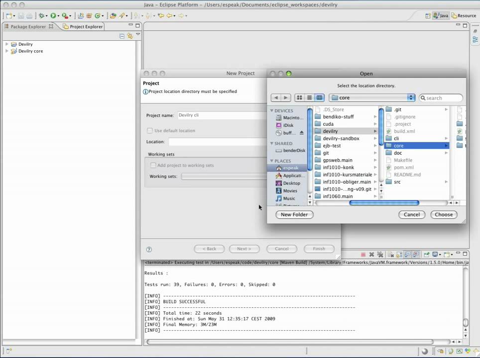 Devilry + eclipse + maven + git