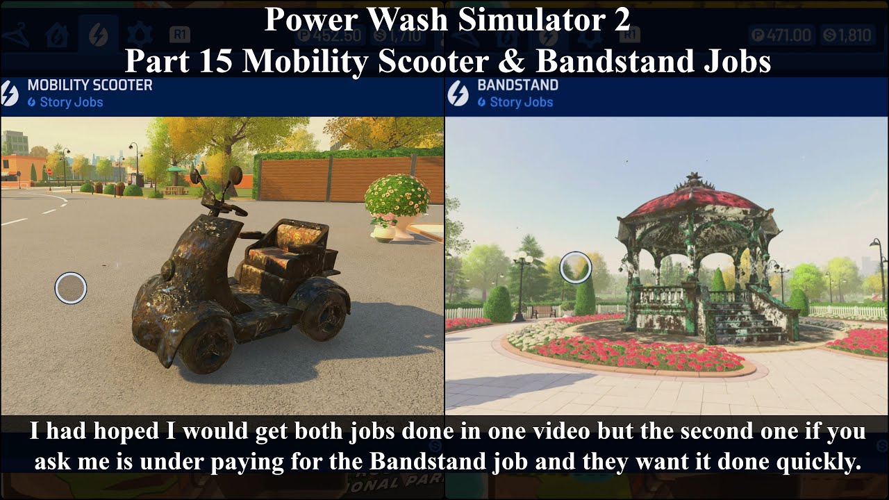 Power Wash Simulator 2 Part 15 Mobility Scooter and Bandstand Jobs