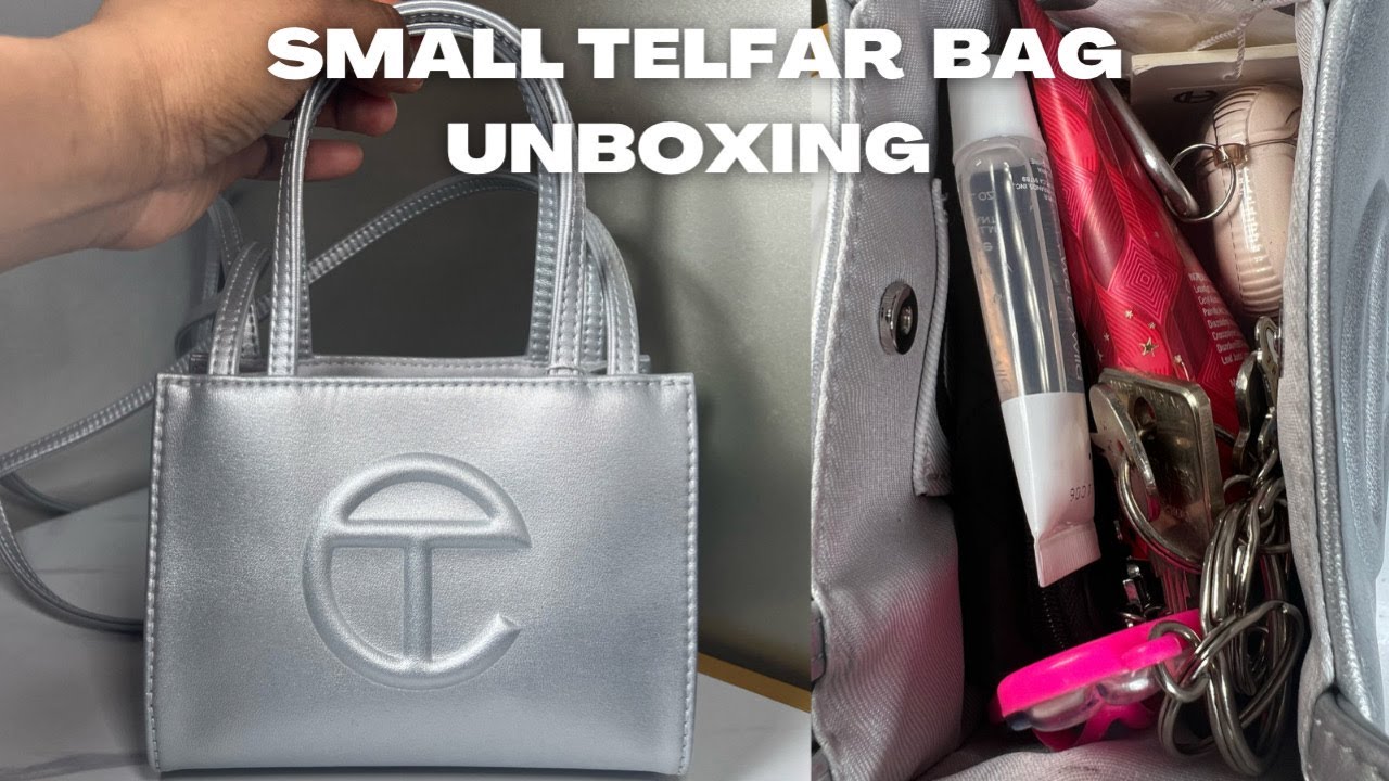 TELFAR BAG UNBOXING | WHAT FITS INSIDE ? | SMALL SILVER SHOPPING BAG