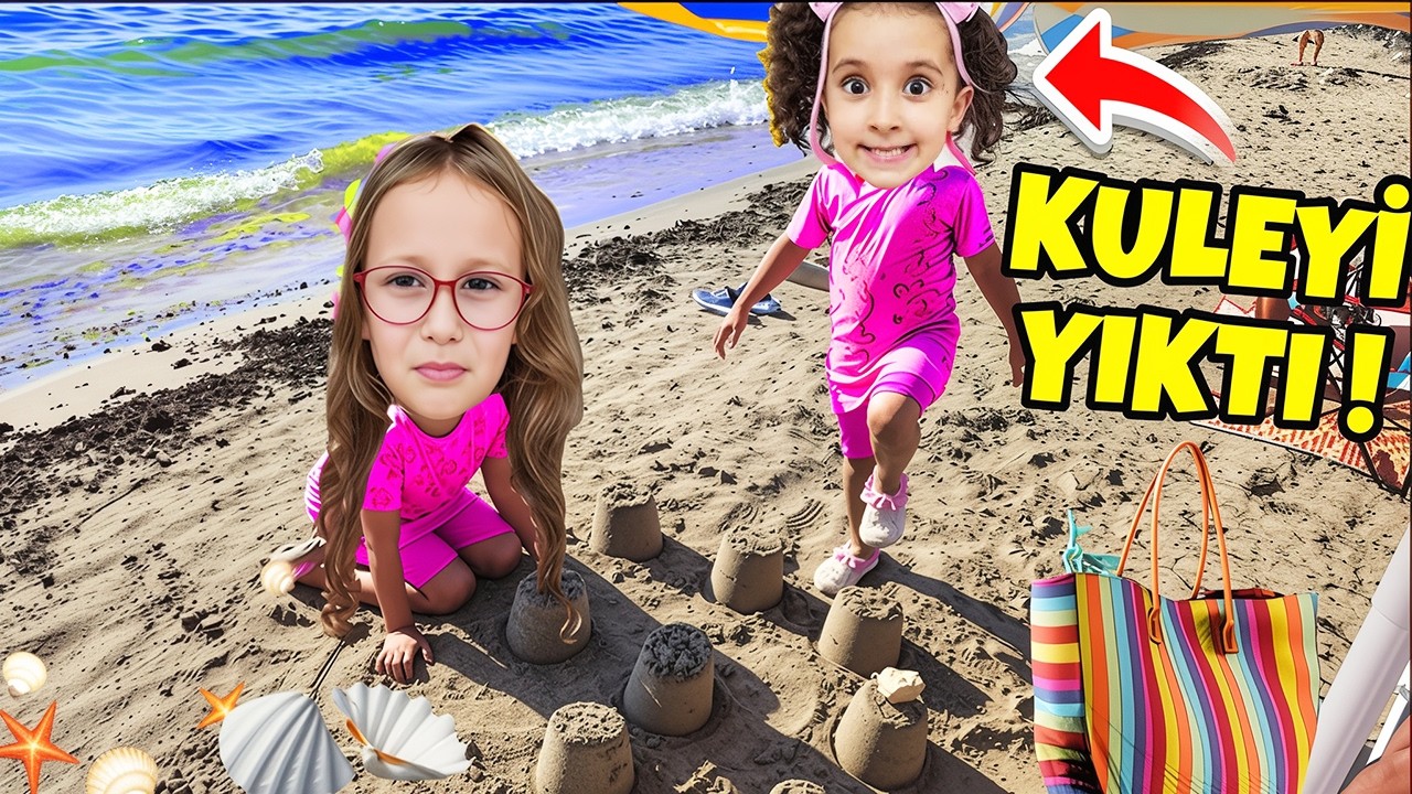 BAHAR BANU ALYA İLE DENİZE GİTTİK !! DENİZ VLOG KUMDAN KULE YAPTILAR !!