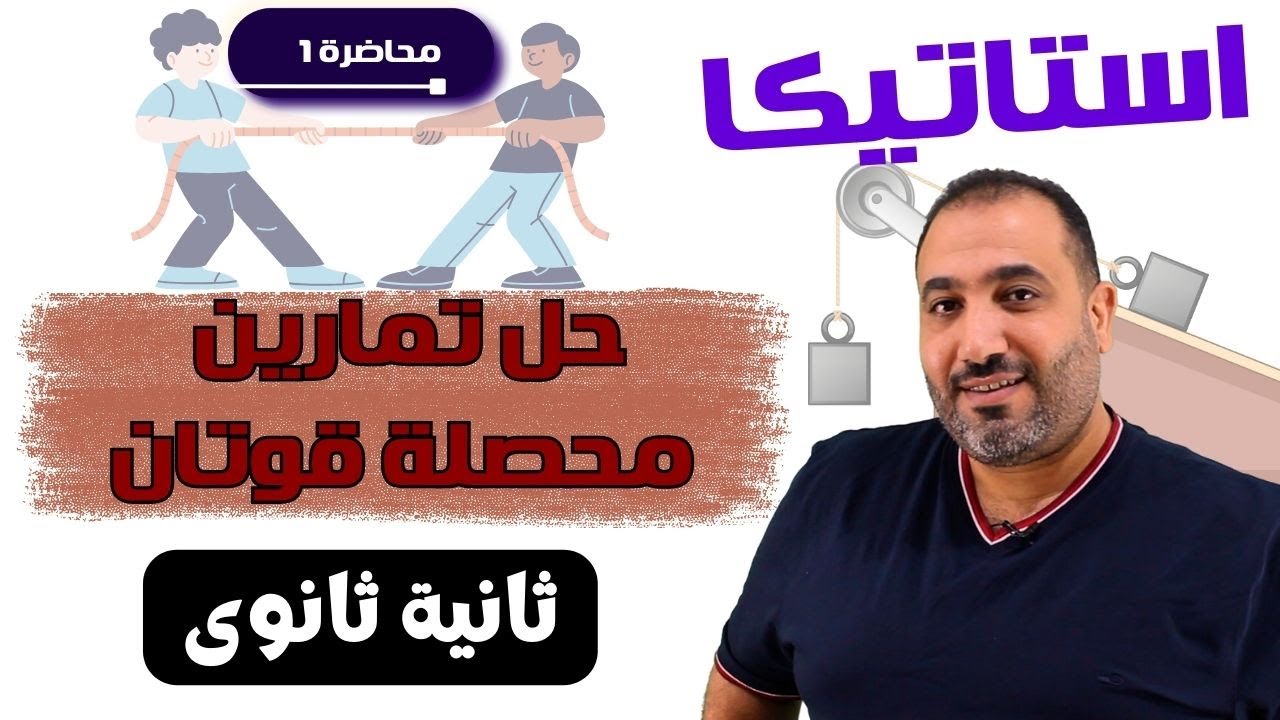 إستاتيكا - حل تمارين الدرس الأول محصلة قوتان تؤثران في نقطة - تطبيقية ثانية ثانوى