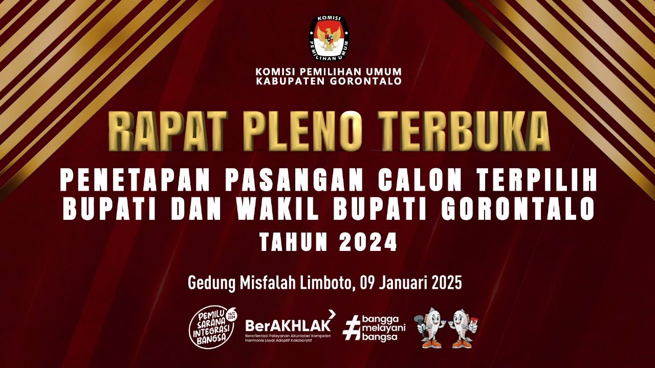 RAPAT PLENO TERBUKA PENETAPAN PASANGAN CALON TERPILIH BUPATI DAN WAKIL BUPATI GORONTALO TAHUN 2024