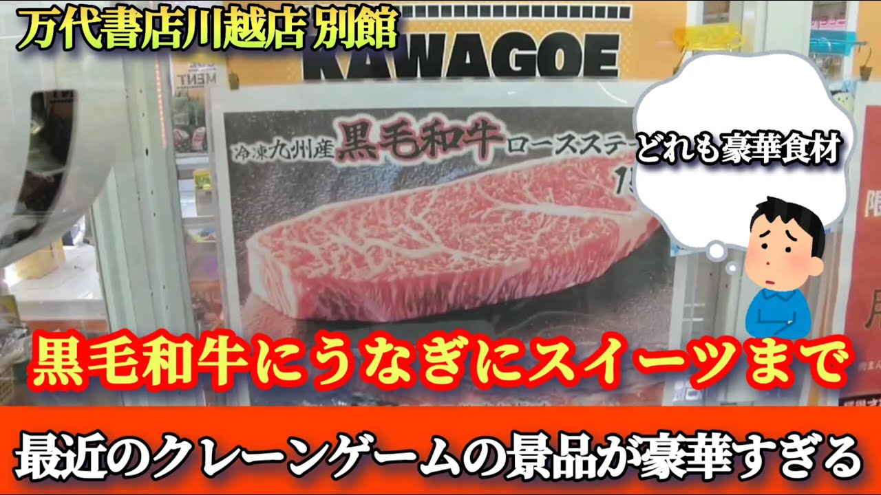 豪華食品が獲れる！万代書店川越店別館にあるクレーンゲームの景品の取るコツを紹介