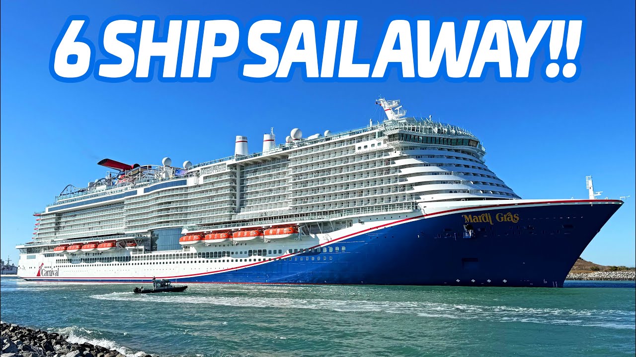 6 Cruise Ships Sail Away from Port Canaveral! 🚢 Mardi Gras, Disney Treasure & More