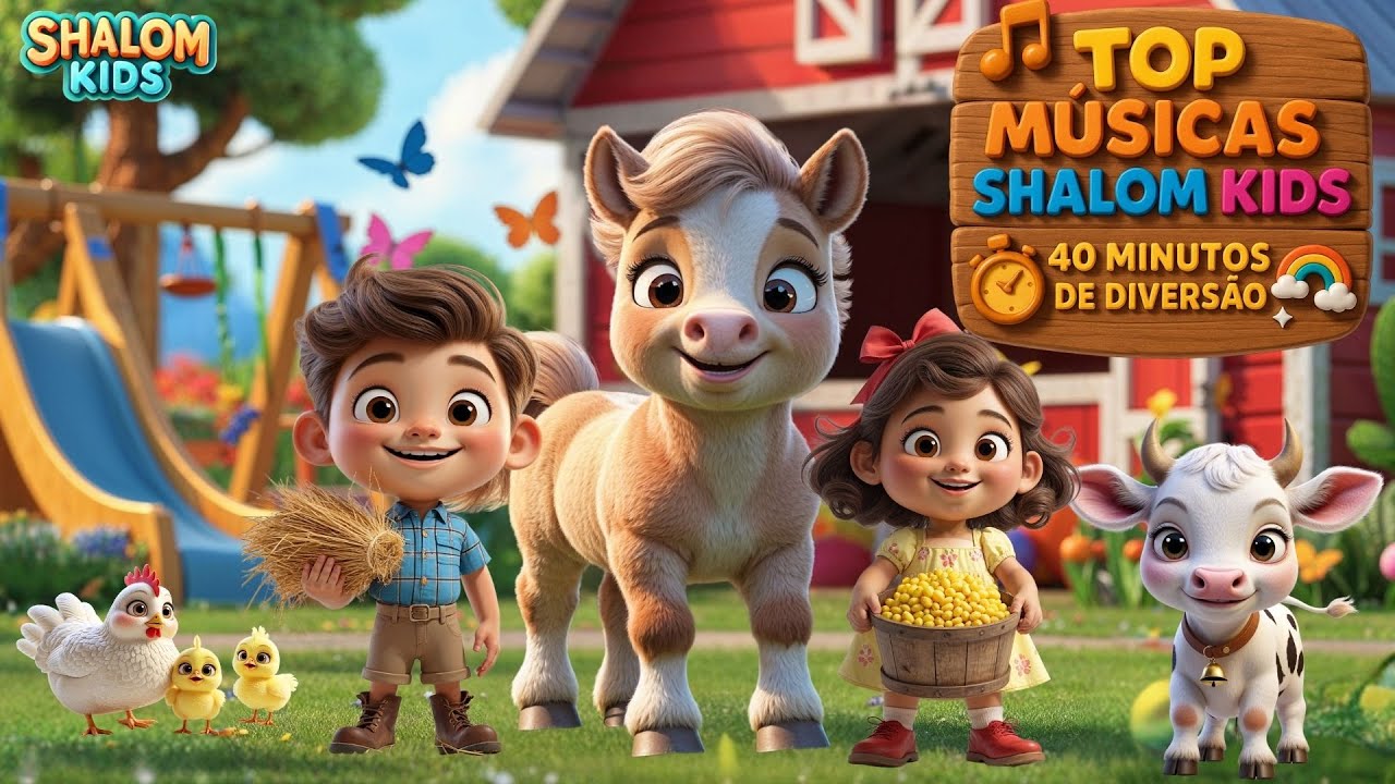 TOP M&Uacute;SICAS SHALOM KIDS 🎶40 Minutos Divers&atilde;o, F&eacute; e Alegria com Jesus!🐑🌈🙌#cocomelon #musicainfantil