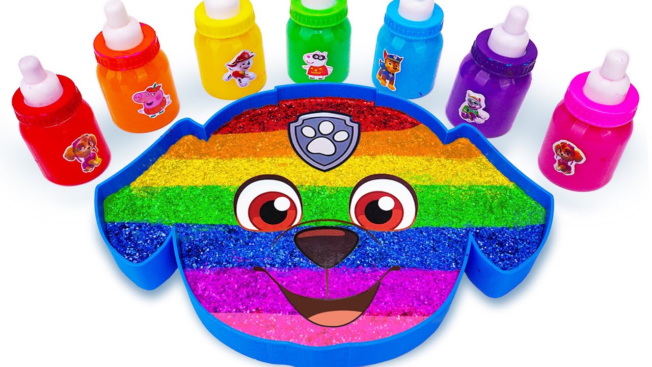 Satisfying ASMR Video 🌈 How To Make Rainbow Paw Patrol Bathtub With Mixing Glitter Slime