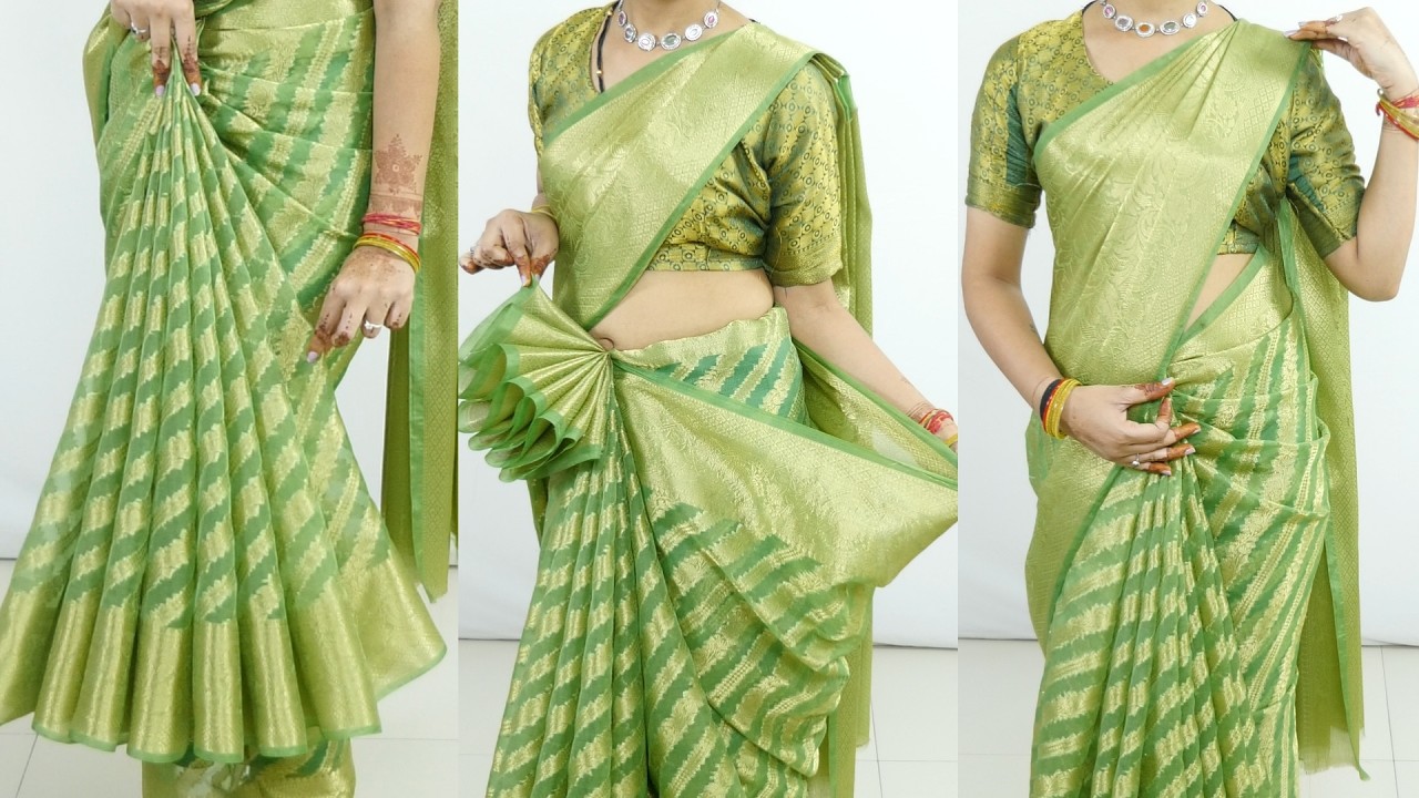 Tissue Silk Saree Draping Tutorial for Wedding Guests | Perfect Saree Draping Ideas to Look Slim