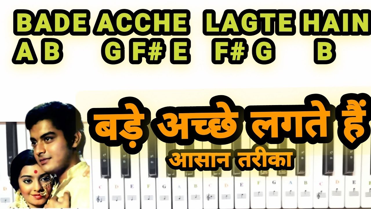 Bade achhe lagte hain  | Piano Tutorial with notes | Keyboard lesson @musicwithfrancis