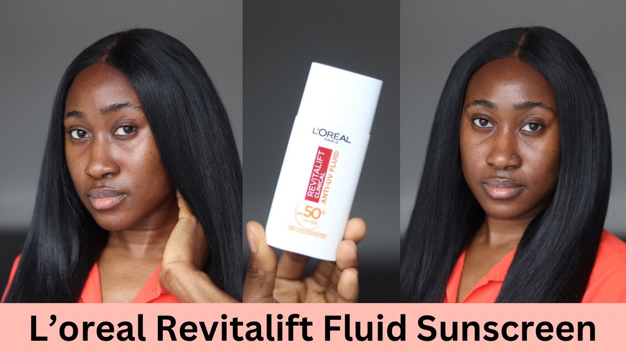 Loreal Revitalift Clinical Facial Fluid with Vitamin C Sunscreen on Dark Skin | @TamunoAbbey