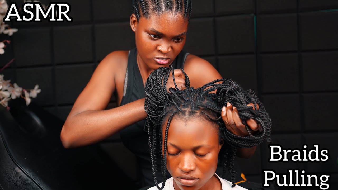 ASMR Braids scratching,pulling,scalp oiling with calming sounds for good sleep and relaxation 