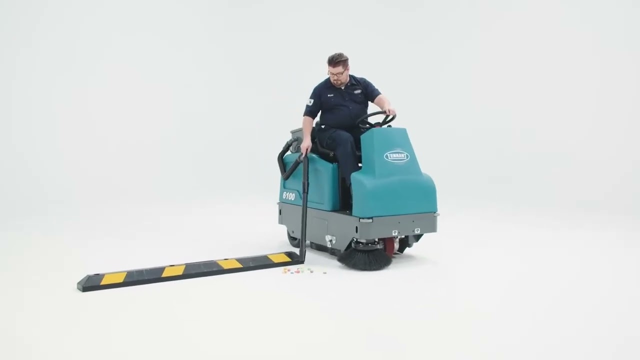 Tennant 6100 Compact Ride-On Sweeper: Full Demonstration