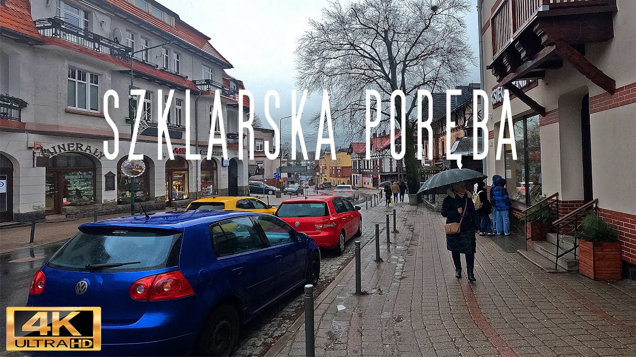 🇵🇱 SZKLARSKA PORĘBA Wirtualny Spacer w deszczowy dzień | Rain Walking Tour [4K UltraHD]