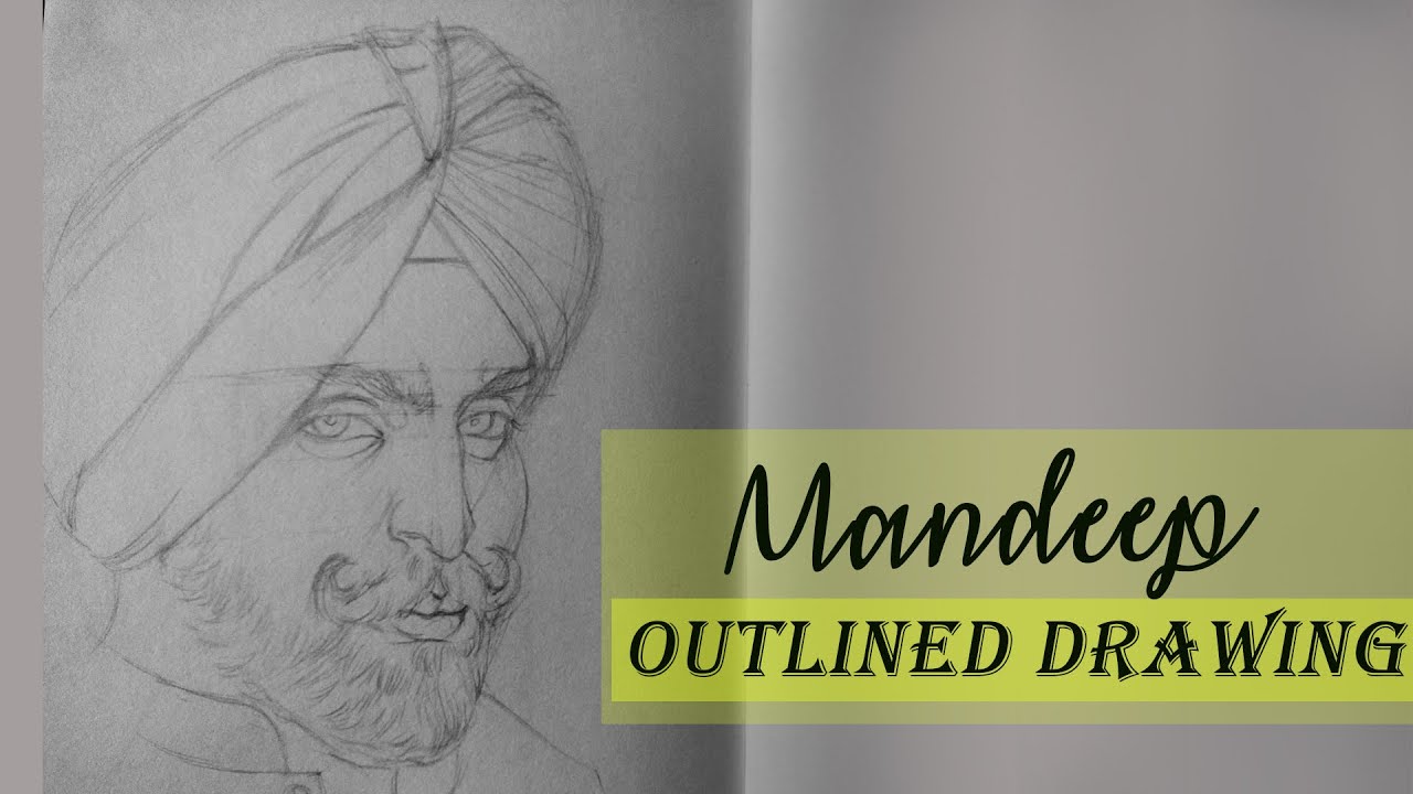 Mandeep's Outlined Drawing{ Real-Time Process Tutorial}#meghaarts #pencil #art #drawing