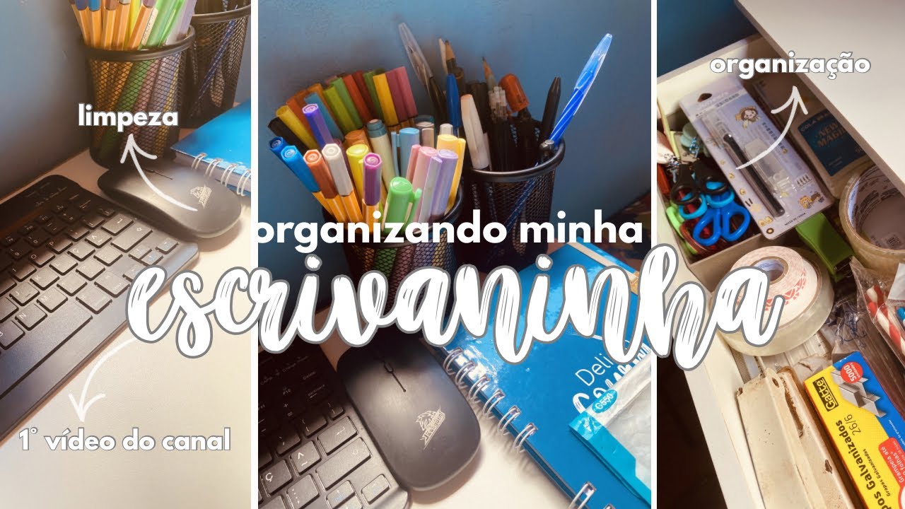 Organizando minha escrivaninha + limpeza completa ✨ 