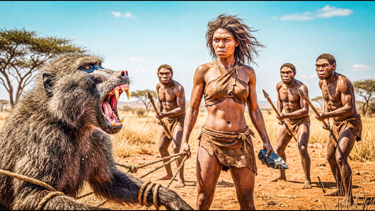 Life  2 million years ago?  BRUTAL Baboon Hunt in the Wild with homo habilis