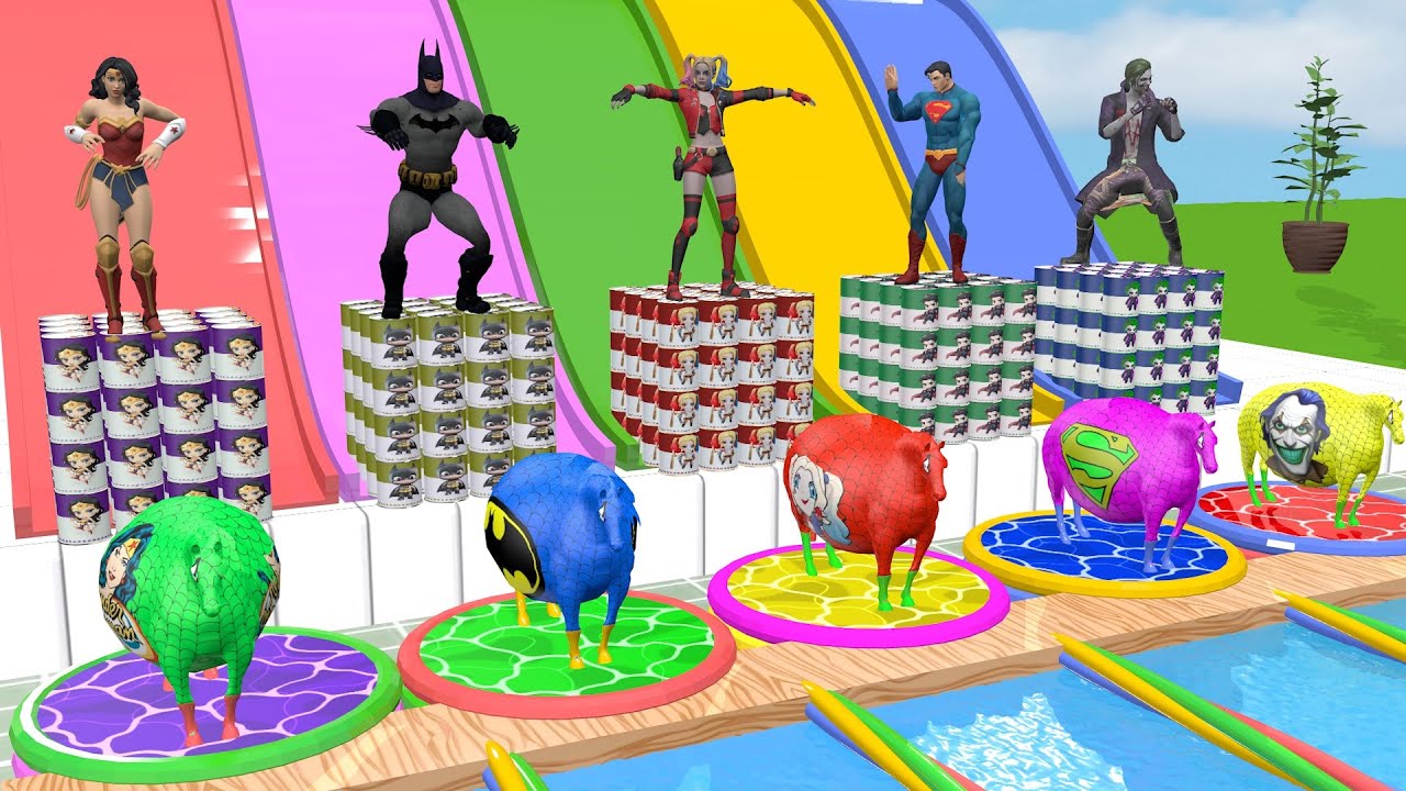 Long Slide Game With Cow Elephant Gorilla Hippopotamus Tiger 3d Animal Game Funny 3d Animals