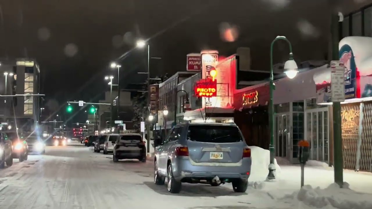 Downtown Anchorage at Night | City Lights & Quiet Vibes