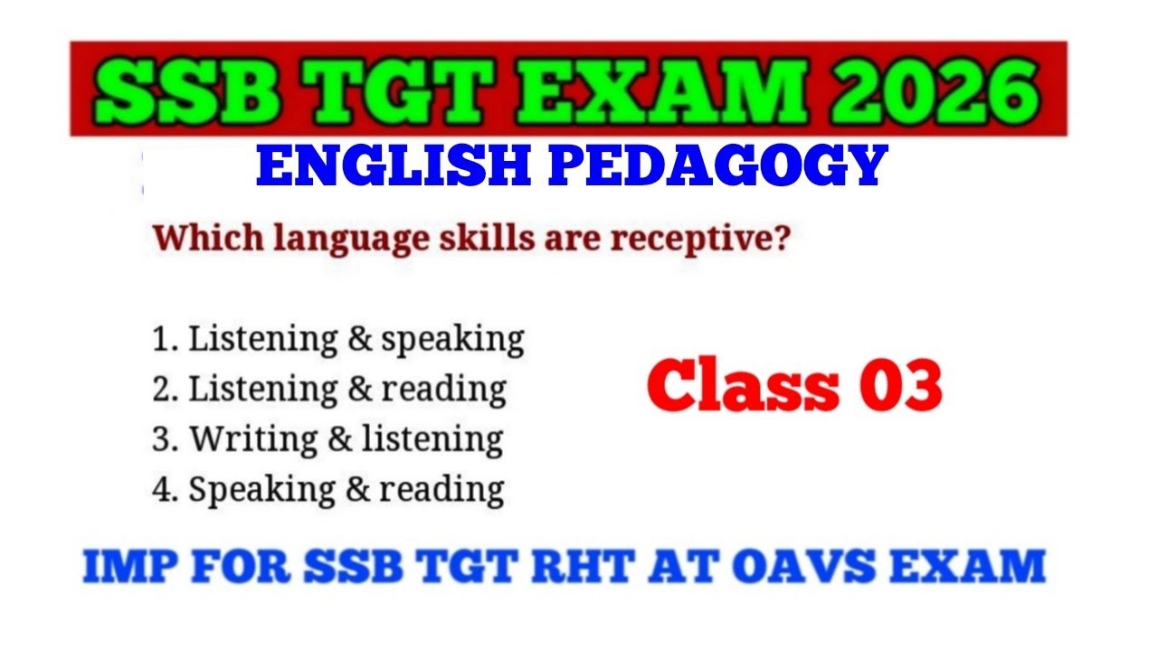 Target SSB TGT Exam 2026 !! English Pedagogy MCQs !! Imp for RHT AT OSSTET Exam !! cine tv Odisha !!