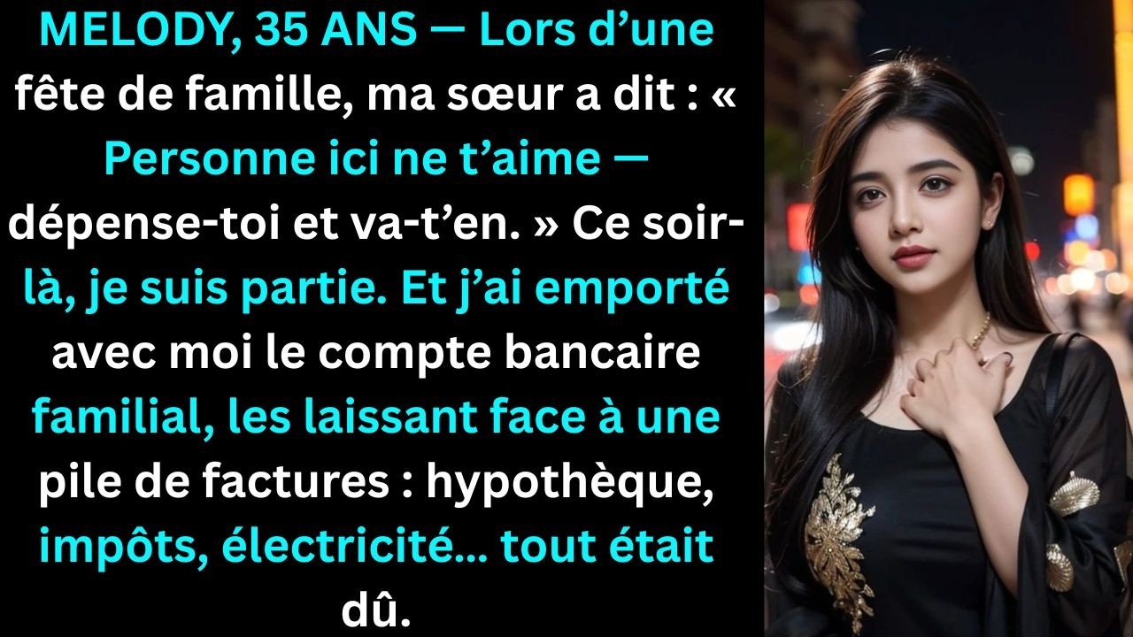 « À la fête de famille, ma sœur a dit :“Personne ici ne t’aime — débrouille-toi…” Alors j’ai… »