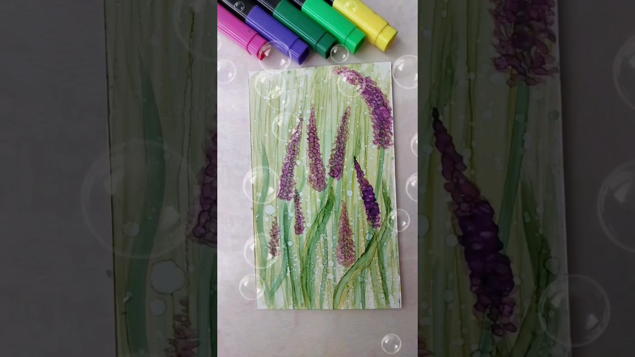 How to paint speed lavender flowers with alcohol ink.#shorts #short  #shortvideo #funny
