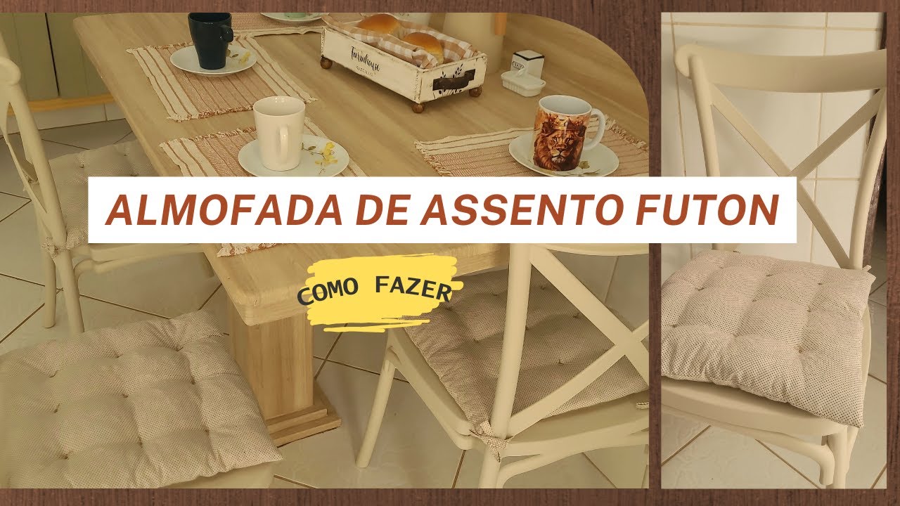 Como fazer almofada futon de assento de cadeira.