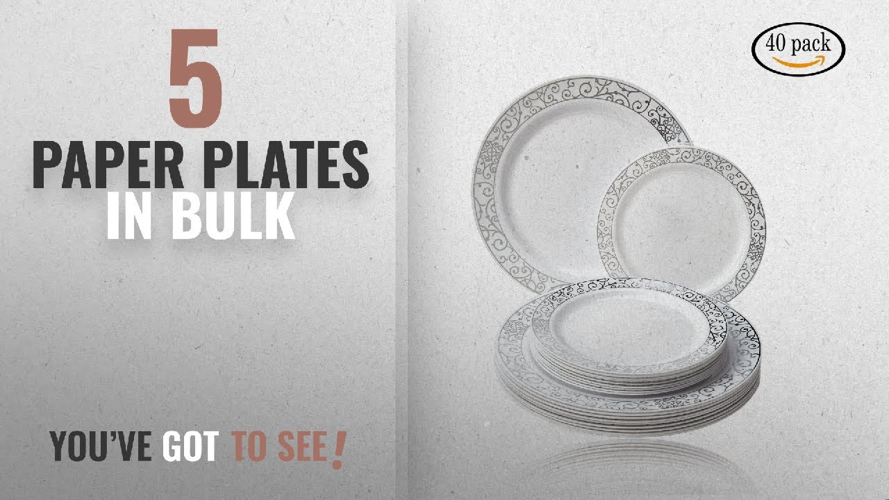 Best Paper Plates In Bulk [2018]: Party Disposable 40pc Dinnerware Set | 20 Dinner Plates | 20