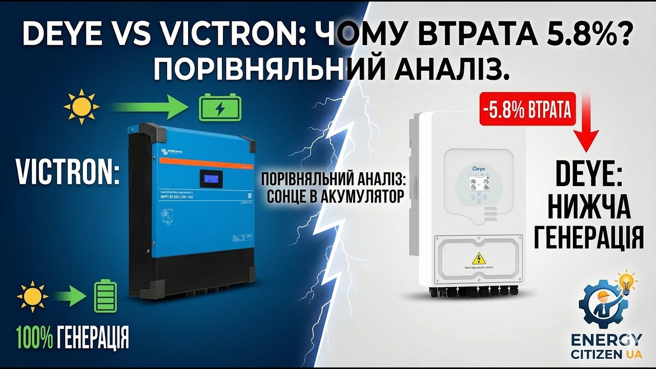 на 5.8% менша Генерація PV в акумулятор - Deye 5k AM2 проти SmartMPPT RS - те саме поле