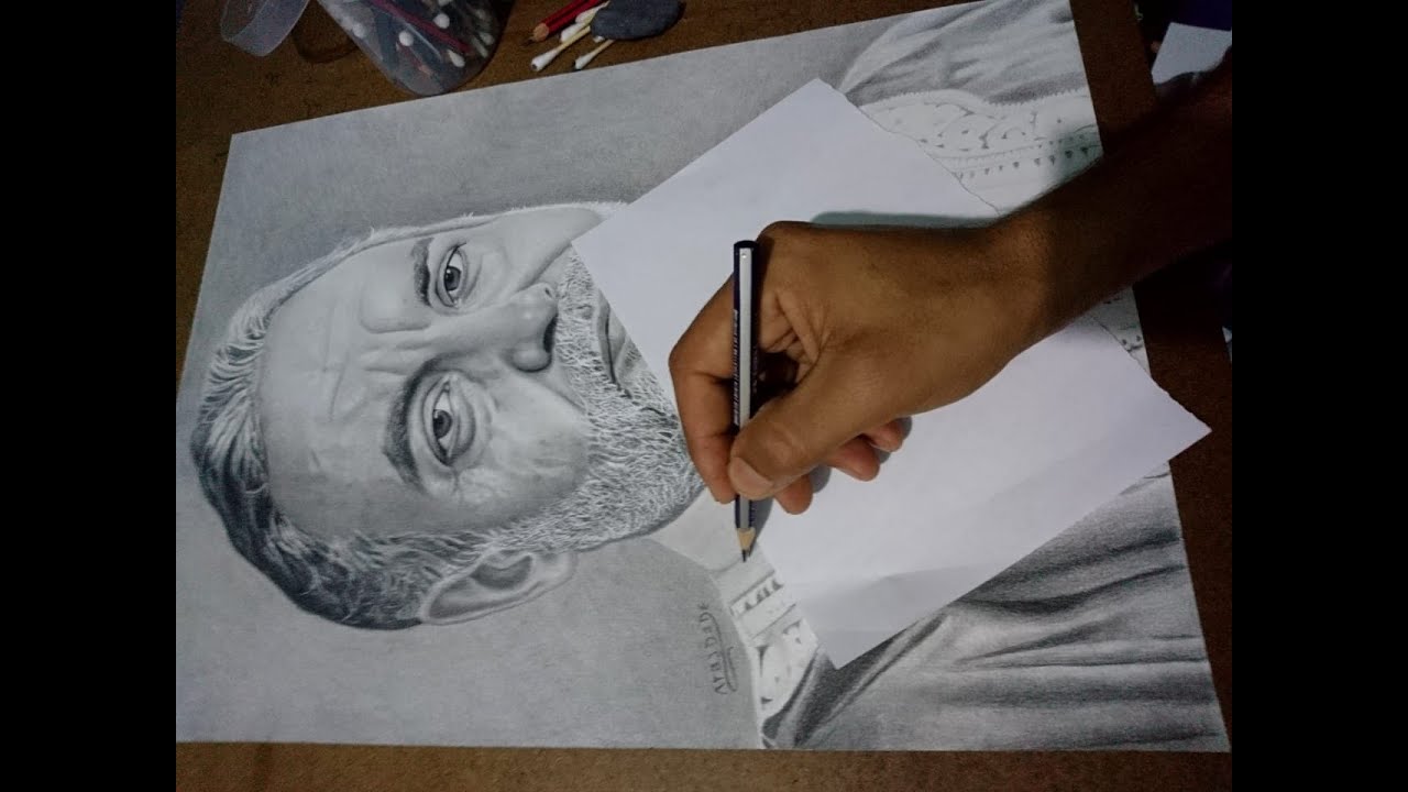 Comment dessiner le portrait d'acteur marocain Aziz Hatab aux crayons ?